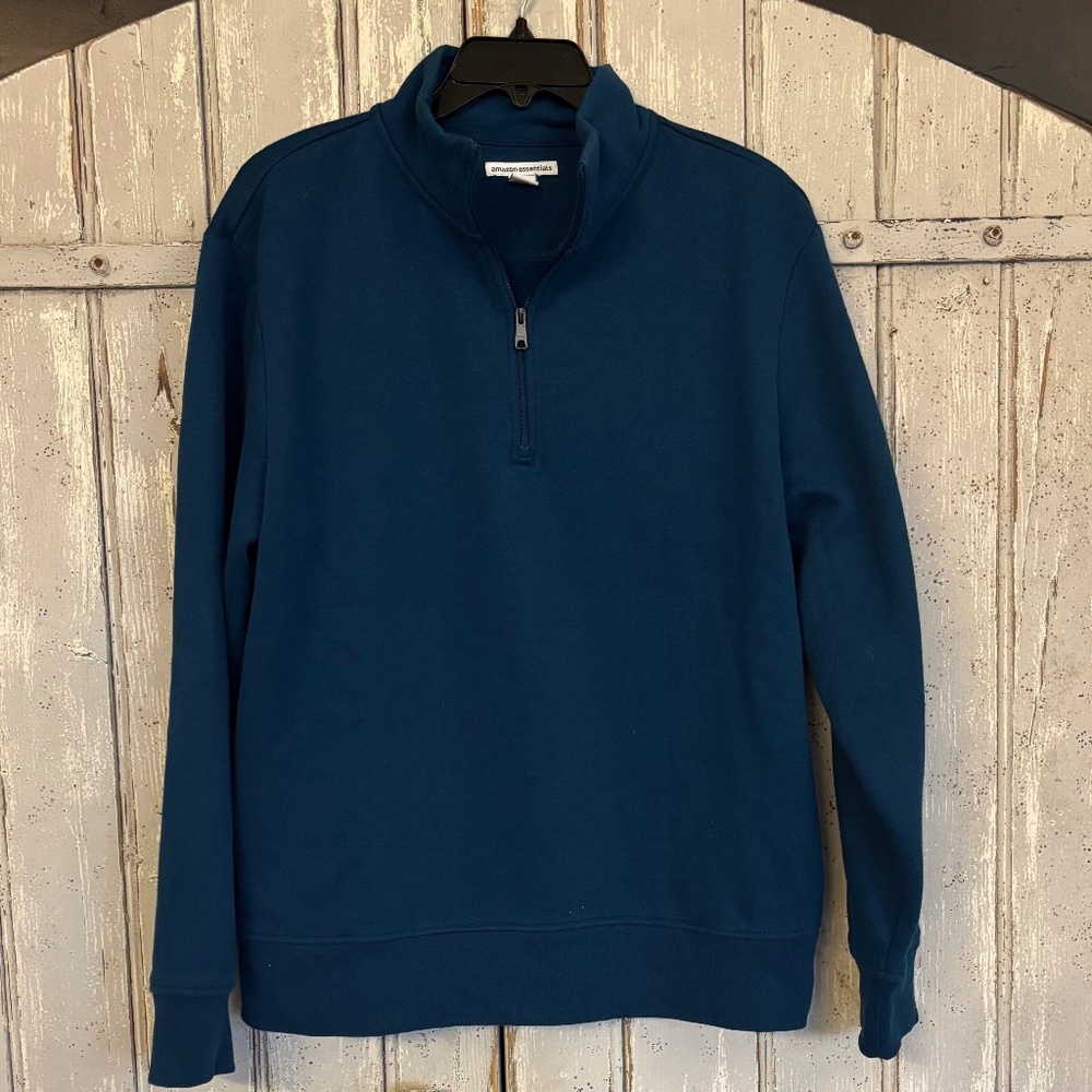 Long-Sleeve Quarter-Zip Fleece Sweatshirt Teal Blue